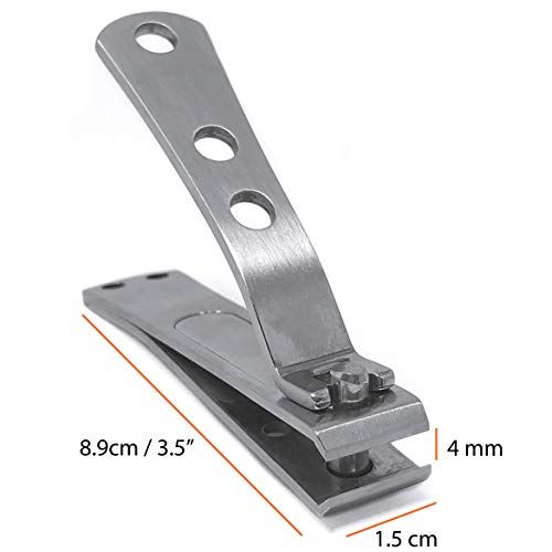 Kohm Straight Edge Cortaúñas – 4 mm de ancho, fácil agarre, Built-in de mandíbula – Lima de Uñas, acero inoxidable cepillado