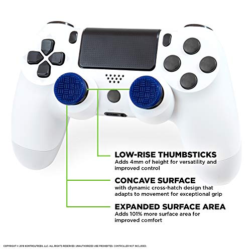 KontrolFreek Omni para mando de PlayStation 4 (PS4) | Performance Thumbsticks | 2 baja altura cóncavos | Azul