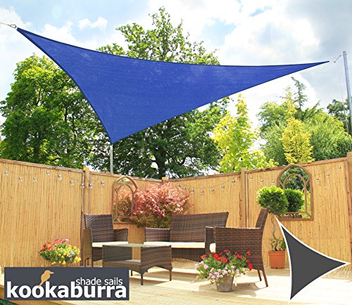 Kookaburra Toldo Vela Triangular 3,6m Transpirable Económico 185g/m² Poliéster Protección Solar 90% Anti UV para Exteriores, Patios, Jardines, Terraza, Balcón (Azul)