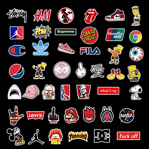 KOWASO Paquete de Pegatinas para Computadora Portátil 100 Piezas, Etiqueta de Moda Pegatinas únicas y Frescas Botella de Agua Cuaderno Guitarra Patineta Pegatinas para Niños de Viaje
