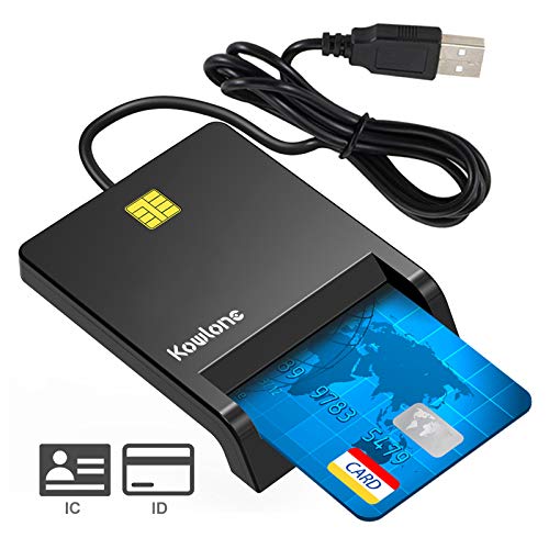 KOWLONE Lector de Tarjeta Inteligente, DOD Military USB-C CAC Lector de Tarjeta de Memoria de Acceso común Chip Bank Compatible con Windows XP/Vista/10/8.1/8/7/Mac OS Plug y Play