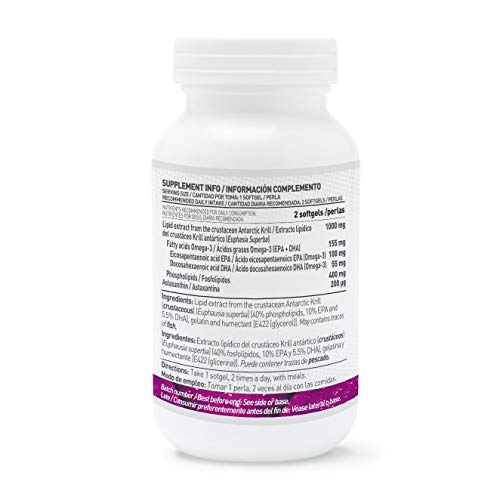 Krill Oil de HSN | Aceite de Krill 500mg, Fuente de Omega 3 (DHA, EPA), Con Astaxantina y Fosfolípidos - Potente Antioxidante - materia prima RIMFROST, Sin Gluten, Sin Lactosa, 120 perlas