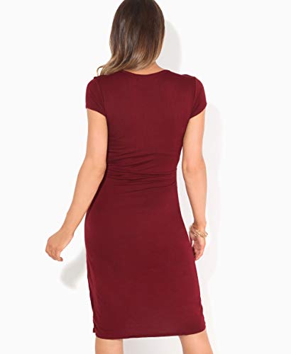 KRISP Vestido Moda Mujer Fruncido, Granate (6678), 36, 6678-WIN-08
