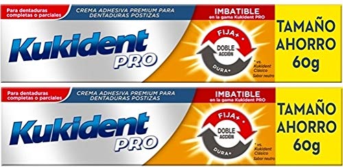 Kukident Pro Dentaduras Postizas 60gr, Doble Accion.Pack 2Un.