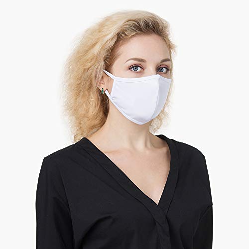 KUMUNDO - Mascarilla higiénica reutilizable certificada para 30 lavados - UNE0065 -Colección Mujeres - Talla M (Blanco)