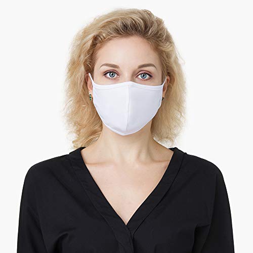 KUMUNDO - Mascarilla higiénica reutilizable certificada para 30 lavados - UNE0065 -Colección Mujeres - Talla M (Blanco)