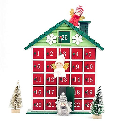 kungfu Mall Calendario de Adviento de Madera con 25 cajones extraíbles, Reutilizable