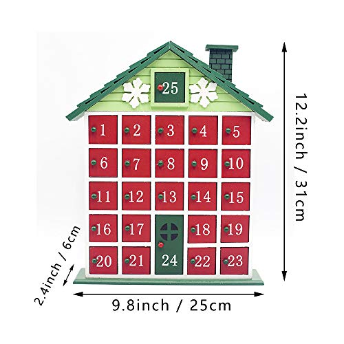 kungfu Mall Calendario de Adviento de Madera con 25 cajones extraíbles, Reutilizable