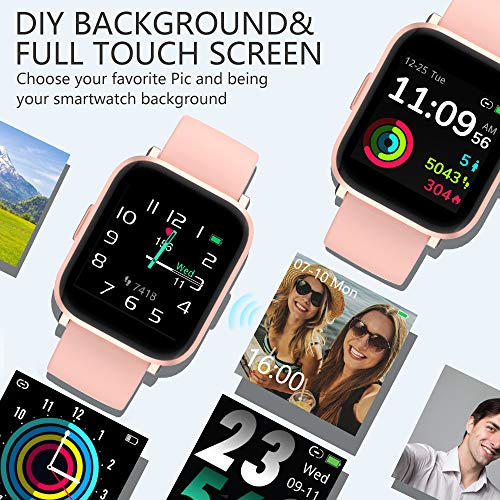 KUNGIX Smartwatch, Reloj Inteligente Mujer/Hombre con Monitor Oxígeno Sanguíneo(SpO2) de Pulsómetros, Pulsera de Actividad Inteligente Impermeable IP68 con Pantalla Táctil Completa para Android y iOS