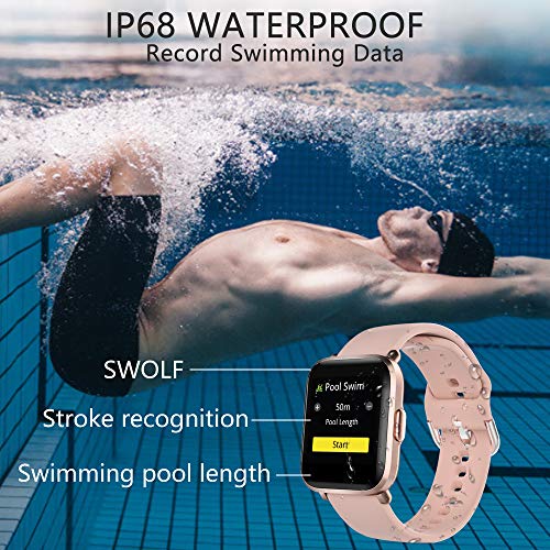 KUNGIX Smartwatch, Reloj Inteligente Mujer/Hombre con Monitor Oxígeno Sanguíneo(SpO2) de Pulsómetros, Pulsera de Actividad Inteligente Impermeable IP68 con Pantalla Táctil Completa para Android y iOS