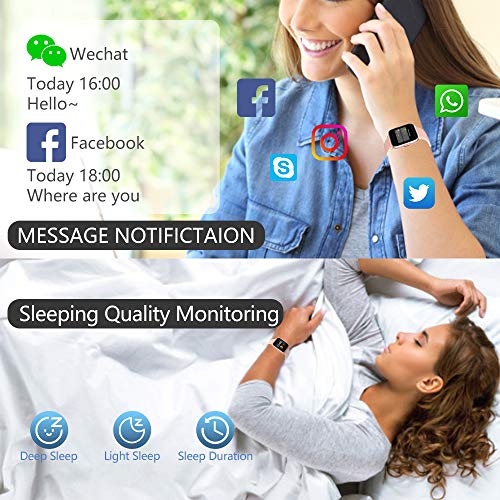 KUNGIX Smartwatch, Reloj Inteligente Mujer/Hombre con Monitor Oxígeno Sanguíneo(SpO2) de Pulsómetros, Pulsera de Actividad Inteligente Impermeable IP68 con Pantalla Táctil Completa para Android y iOS