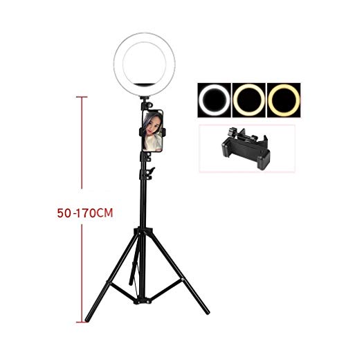 KUYUC 8 Pulgadas Anillo de Luz LED con Trípode & Soporte de Teléfono, Portátil Aro de Luz con 3 Modos de Luz para Móvil Selfie Maquillaje Youtube TIK Tok Live (Size : A)