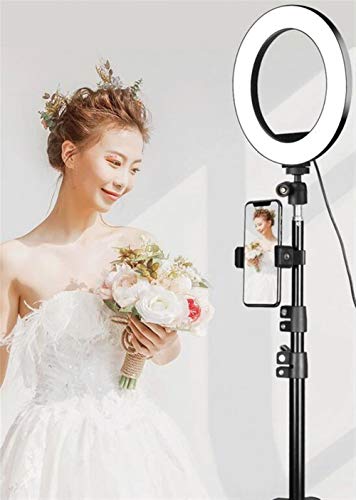 KUYUC 8 Pulgadas Anillo de Luz LED con Trípode & Soporte de Teléfono, Portátil Aro de Luz con 3 Modos de Luz para Móvil Selfie Maquillaje Youtube TIK Tok Live (Size : B)