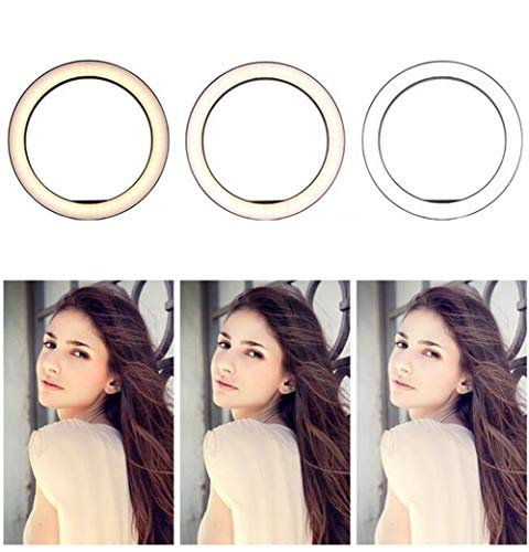 KUYUC Anillo de Luz LED con Trípode, 3 Modos de Luz & Soporte de Teléfono, Aro de Luz para Disparo Cámara Youtube Video TikTok (Size : 10inch)