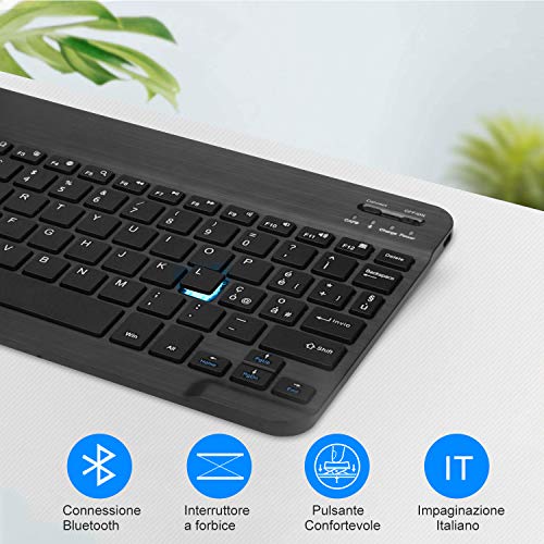 Kvago - Funda con teclado para tablet de 10,4 pulgadas, Samsung Galaxy Tab S6 Lite 2020 SM-P610/P615, teclado Bluetooth inalámbrico desmontable con ultra fina protectora, color negro