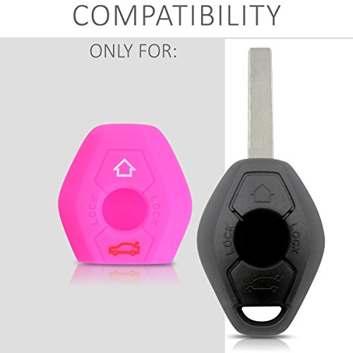 kwmobile Funda de Silicona Compatible con BMW Llave de Coche de 3 Botones - Carcasa Suave de Silicona - Case Mando de Auto Rosa Fucsia