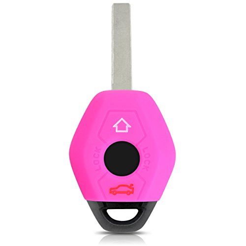 kwmobile Funda de Silicona Compatible con BMW Llave de Coche de 3 Botones - Carcasa Suave de Silicona - Case Mando de Auto Rosa Fucsia