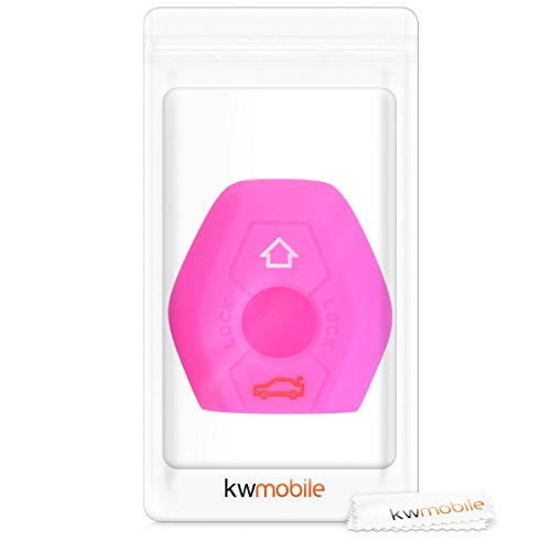 kwmobile Funda de Silicona Compatible con BMW Llave de Coche de 3 Botones - Carcasa Suave de Silicona - Case Mando de Auto Rosa Fucsia
