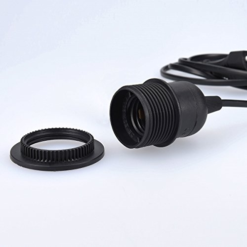 kwmobile Portalámparas E27 con arandela roscada y cable electrónico con interruptor - Lámpara portalámpara y cable 3.5M en negro