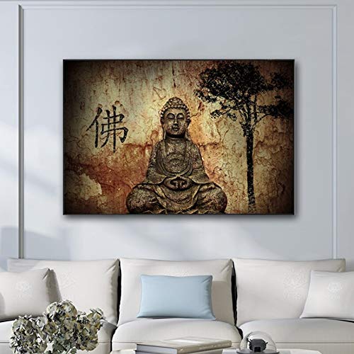 KWzEQ Imprimir en Lienzo Carteles de Pared de Buda y decoración del hogar para Sala de estar70x105cmPintura sin Marco