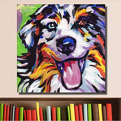 KWzEQ Imprimir en Lienzo Happy Dog ​​Wall Art Imagen Obra de Arte onhome decoración Sala de estar40x40cmPintura sin Marco