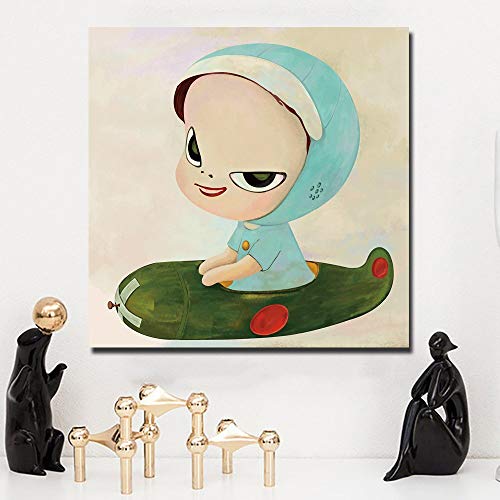 KWzEQ Pintura de Dibujos Animados muñeca Lienzo Arte impresión póster Imagen bebé habitación decoración de la Pared decoración del hogar,Pintura sin Marco,40X40cm