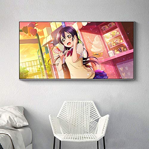 KWzEQ Póster de Anime Mural de niña decoración de Lienzo Moderna impresión de Arte decoración de habitación de niña en casa,40X80cm,Pintura sin Marco