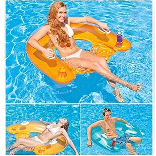 Kyman Ride-On colchón de Aire Inflable Anillo Flotante Inflable Sentado Fila Fila Adulto Fiesta en la Piscina Piscina Flotante Cama de Agua, Verde (Color : Orange)