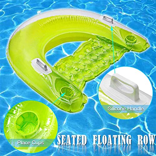 Kyman Ride-On colchón de Aire Inflable Anillo Flotante Inflable Sentado Fila Fila Adulto Fiesta en la Piscina Piscina Flotante Cama de Agua, Verde (Color : Orange)