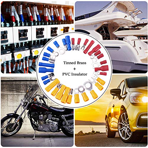 La Herramienta de Engarce de Trinquete con Orejetas de Cable de 500 Piezas, Conectores Eléctricos Aislados Incluyen Horquilla de Pala Tipo Bala y Empalme a Tope