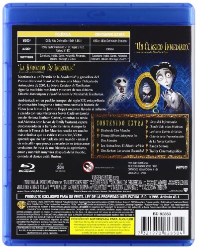 La Novia Cadaver De Tim Burton Blu-Ray [Blu-ray]