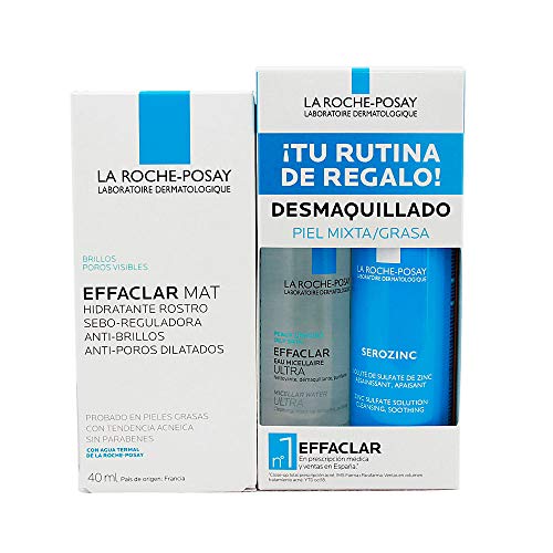 La Roche Posay Effaclar MAT Hidratante Piel Acné, 40ml+REGALO Effaclar Gel, 50ml+Serozinc, 50ml