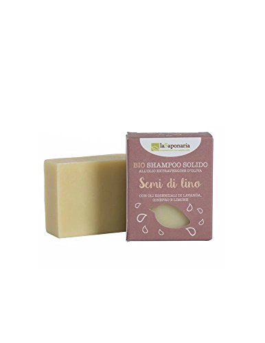 LA SAPONARIA - Champú Sólido con Aceite de Lino - Para todo tipo de cabello - Ideal para cabello estresado - Calma la piel - Limpieza suave y brillo - 100 gr