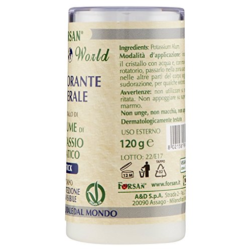 La Tradition Erboristica Forsan – Desodorante mineral para cuerpo con cristal de alumbre de potasio – 100% natural – 120 g