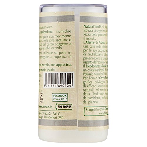La Tradition Erboristica Forsan – Desodorante mineral para cuerpo con cristal de alumbre de potasio – 100% natural – 120 g
