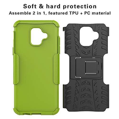 Labanema Galaxy A6 2018 Funda, [Heavy Duty] [Doble Capa] [Protección Pesada] Híbrida Resistente Funda Protectora y Robusta para Samsung Galaxy A6 2018 (con 4 en 1 Regalo empaquetado) - Verde