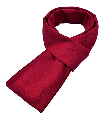 Lachi Bufanda Hombre Invierno Lana Super Suave Larga Clásico Cozy Casual Color Puro 180 * 30cm (Vino tinto)
