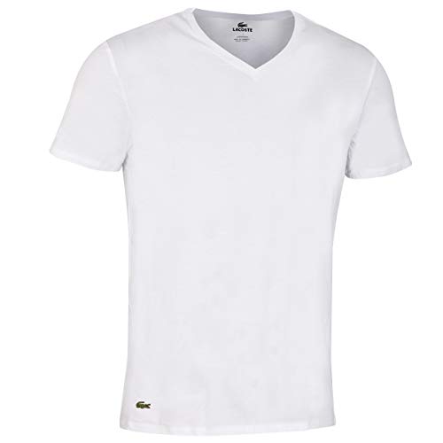 Lacoste Esencialalgodón 3-Pack Camiseta De Cuello En V, Blanco Blanco L