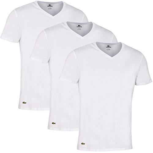 Lacoste Esencialalgodón 3-Pack Camiseta De Cuello En V, Blanco Blanco L