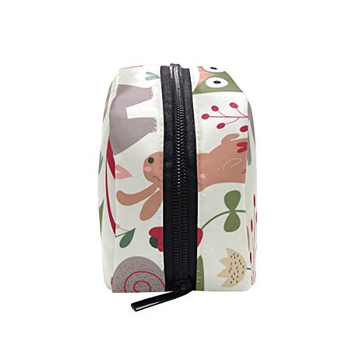 Lafle - Bolsa de maquillaje cuadrada con diseño de oso y ardilla para mujeres o niñas, para viajes o uso diario, 16,5 x 6,3 x 10,2 cm