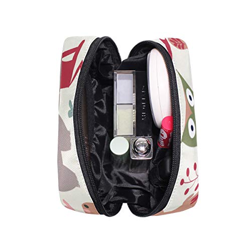 Lafle - Bolsa de maquillaje cuadrada con diseño de oso y ardilla para mujeres o niñas, para viajes o uso diario, 16,5 x 6,3 x 10,2 cm