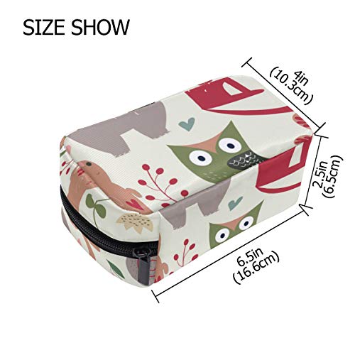 Lafle - Bolsa de maquillaje cuadrada con diseño de oso y ardilla para mujeres o niñas, para viajes o uso diario, 16,5 x 6,3 x 10,2 cm