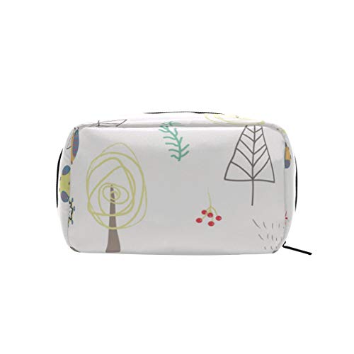 Lafle Forest - Bolsa de maquillaje cuadrada con diseño de oso gris para mujeres o niñas, para viajes o uso diario, 16,5 x 6,3 x 10,2 cm