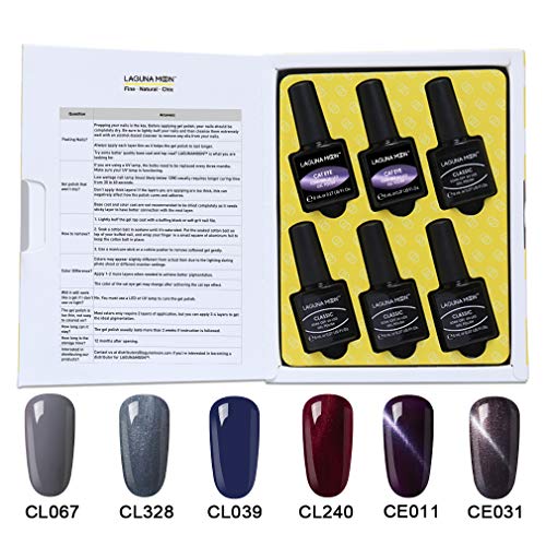 Lagunamoon Esmaltes Semipermanentes, 6pcs Kit de Uñas en Gel UV LED - Smokin' hot