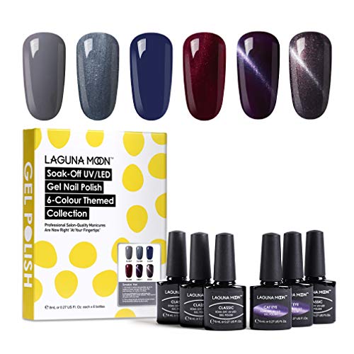 Lagunamoon Esmaltes Semipermanentes, 6pcs Kit de Uñas en Gel UV LED - Smokin' hot
