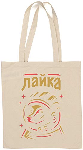 Laika Line Sketch Art Space Race Graphic Bolsa de algodón Natural