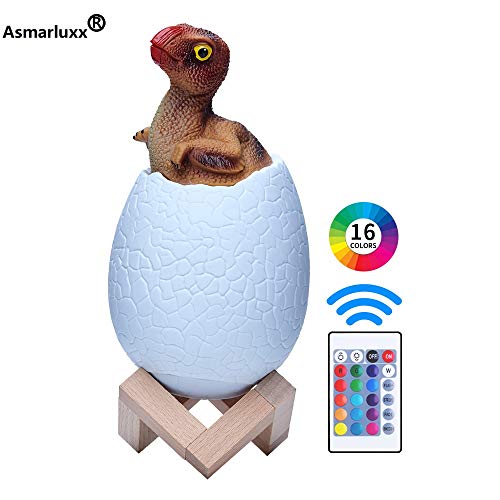 Lámpara de huevo de dinosaurio 3D USB LED recargable 3 o colores Lámpara de escritorio de mesa Luz de noche creativa Decoración Regalo de gota