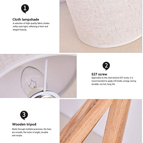 Lámpara de mesa de tela/de madera original japonesa/dormitorio/sala de estar/estudio/protección ocular/decoración/lámpara de noche (Black)