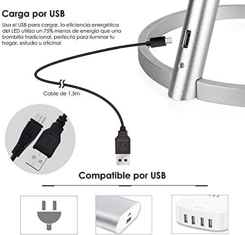 Lámpara de Mesa, Joly Joy Lámpara de Escritorio LED Plegable 7W Luz Multiángulo Ajustable Recargable con 2 Modos de Luz Temperatura del Color (3000-5500K)