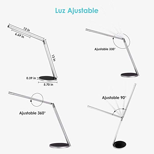 Lámpara de Mesa, Joly Joy Lámpara de Escritorio LED Plegable 7W Luz Multiángulo Ajustable Recargable con 2 Modos de Luz Temperatura del Color (3000-5500K)